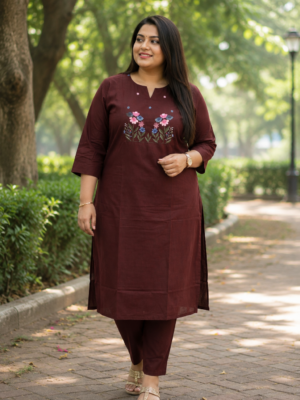 Brown Meadow Embroidered Set
