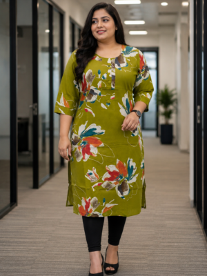 Olive Bloom Floral Kurta
