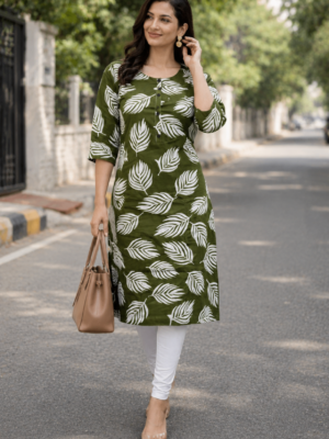 Evergreen Leaf Print Kurta