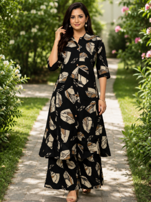 Noir Leaf Kurta Set