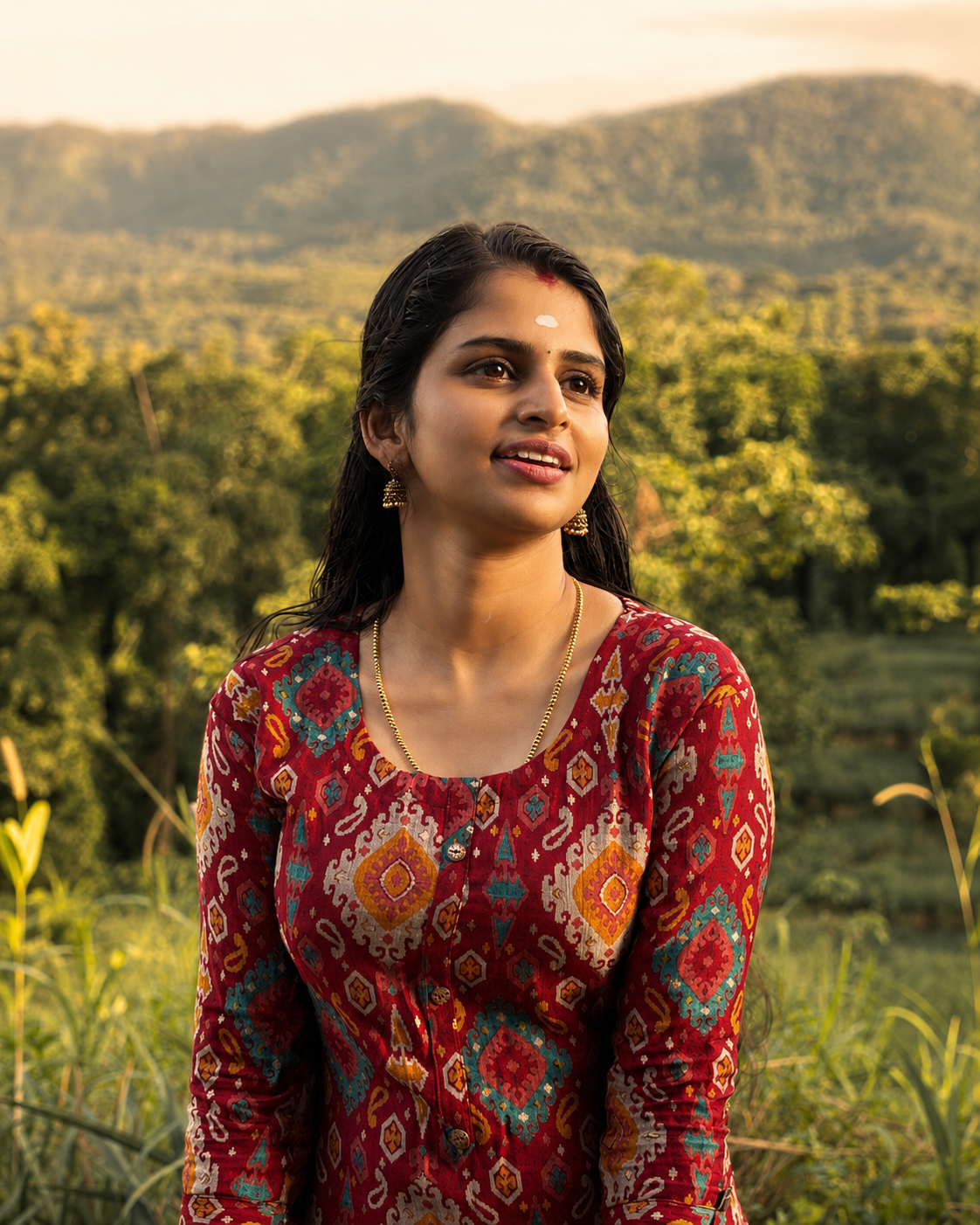Maroon Heritage Print Kurta - Image 3