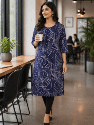 Midnight Wave Kurti Top