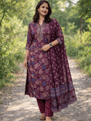 Plum Garden Kurti Set