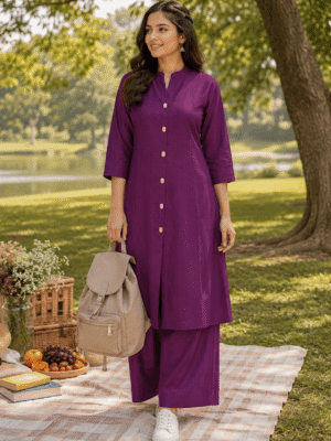 Royal Plum  Kurti Set