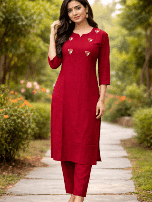Ruby Blossom Kurti Set