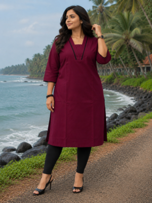 Maroon Grace Cotton Kurta Top